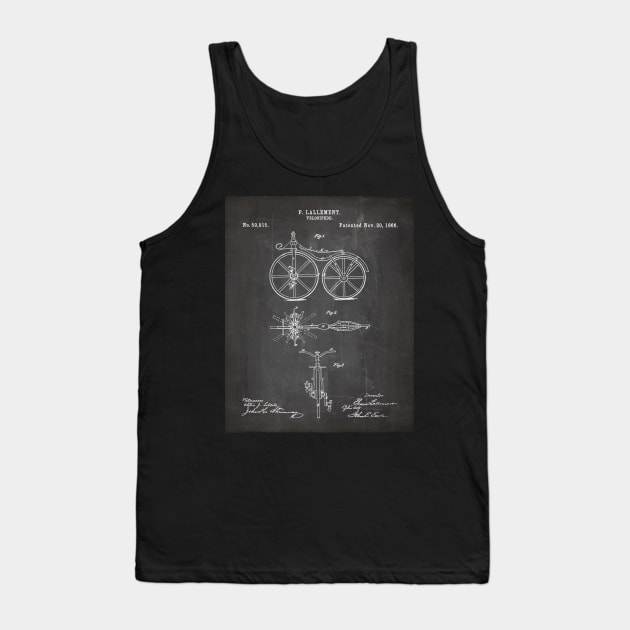 Bicycle Patent - Cycling Cyclist Bike Riding Fan Art - Black Chalkboard Tank Top by patentpress